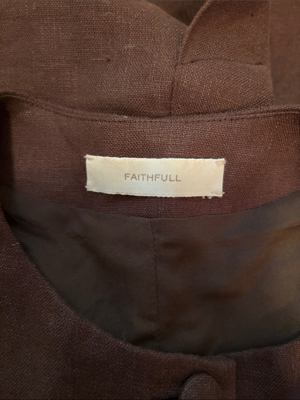 Faithfull Brown Linen Blend Dress with Buttons - size 10 - Picture 7 of 15